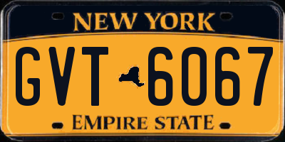 NY license plate GVT6067