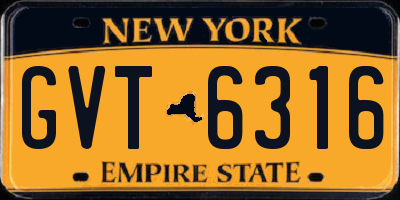 NY license plate GVT6316