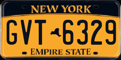 NY license plate GVT6329