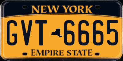 NY license plate GVT6665