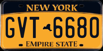 NY license plate GVT6680