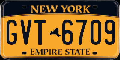 NY license plate GVT6709