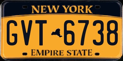 NY license plate GVT6738
