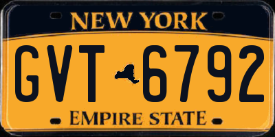 NY license plate GVT6792