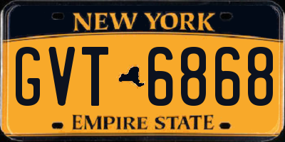 NY license plate GVT6868