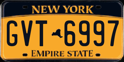 NY license plate GVT6997