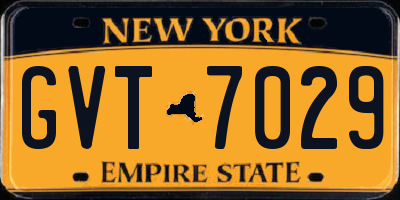 NY license plate GVT7029