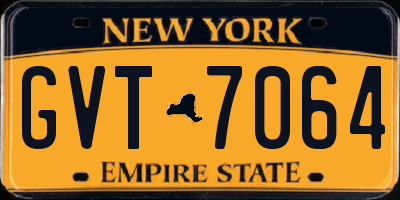 NY license plate GVT7064