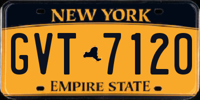NY license plate GVT7120