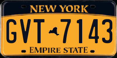 NY license plate GVT7143