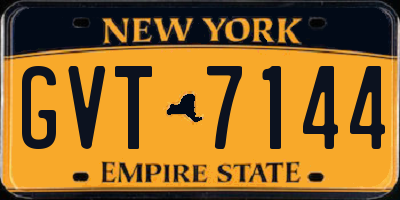 NY license plate GVT7144