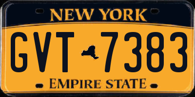 NY license plate GVT7383