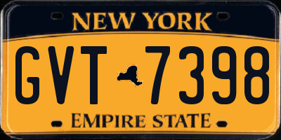 NY license plate GVT7398