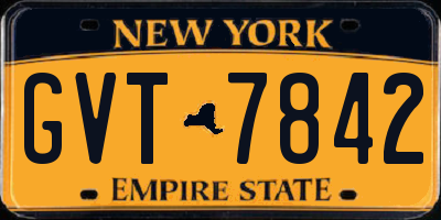 NY license plate GVT7842
