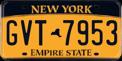 NY license plate GVT7953
