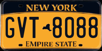 NY license plate GVT8088