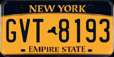 NY license plate GVT8193