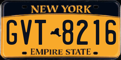 NY license plate GVT8216