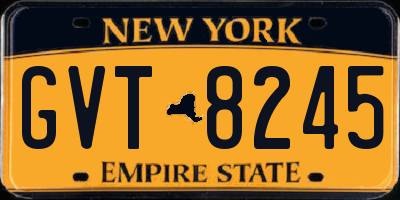NY license plate GVT8245
