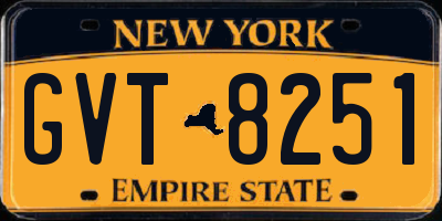NY license plate GVT8251