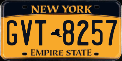 NY license plate GVT8257