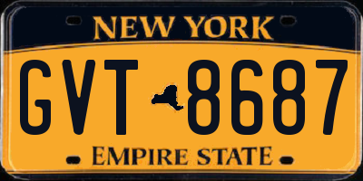 NY license plate GVT8687