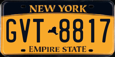 NY license plate GVT8817