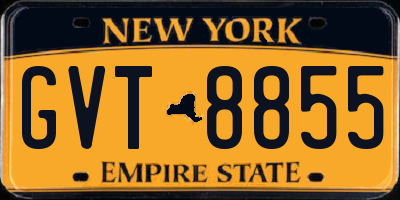 NY license plate GVT8855