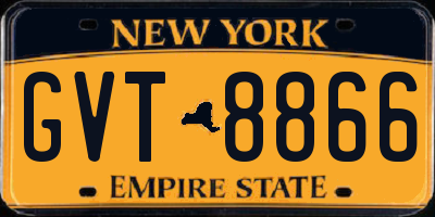 NY license plate GVT8866
