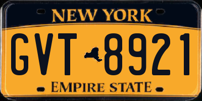 NY license plate GVT8921