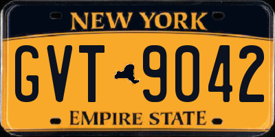 NY license plate GVT9042