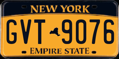 NY license plate GVT9076