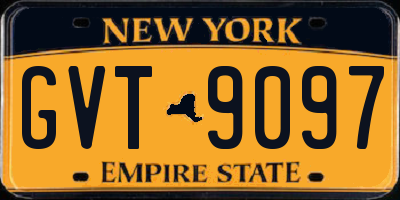 NY license plate GVT9097