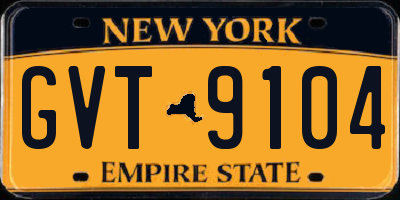 NY license plate GVT9104