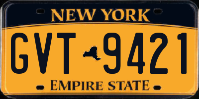 NY license plate GVT9421