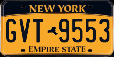 NY license plate GVT9553