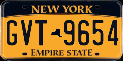 NY license plate GVT9654