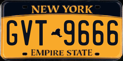 NY license plate GVT9666