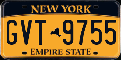NY license plate GVT9755