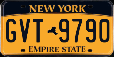 NY license plate GVT9790