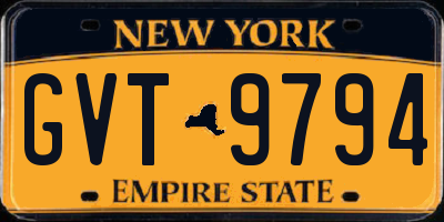 NY license plate GVT9794