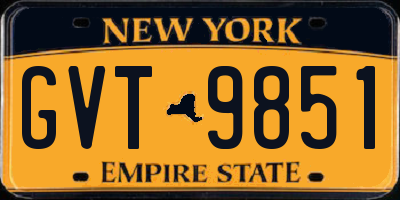 NY license plate GVT9851