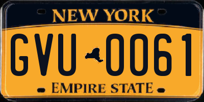 NY license plate GVU0061