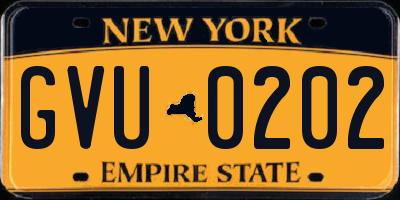 NY license plate GVU0202