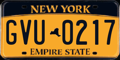 NY license plate GVU0217