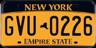 NY license plate GVU0226