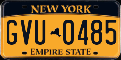 NY license plate GVU0485