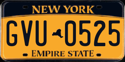 NY license plate GVU0525