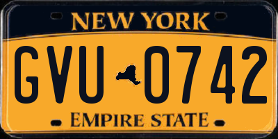 NY license plate GVU0742