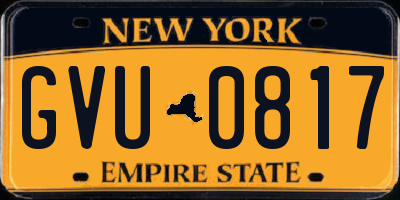 NY license plate GVU0817